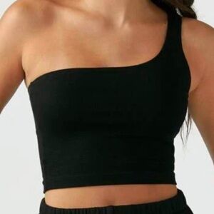 Joah Brown One Shoulder Crop Top